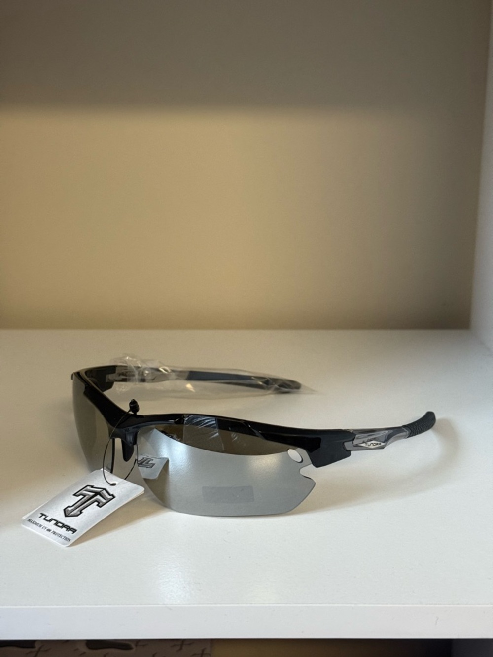 Tundra Men's Black Frame Silver Lens Sport Sunglasses